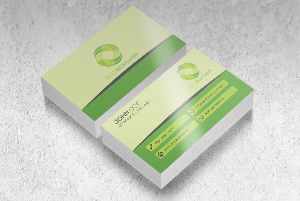Light Green Glossy Business Cards