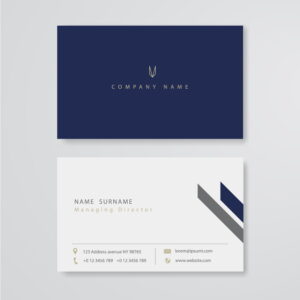 Blue & White business card with finishes