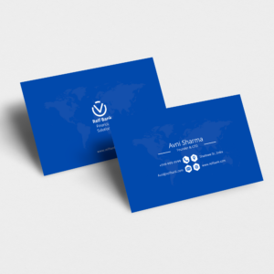 Blue business card with finishes