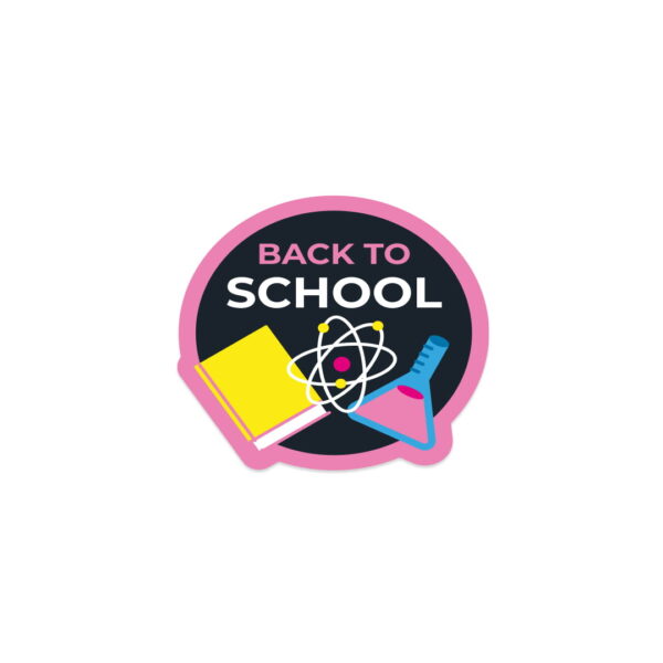 A sticker with the words "BACK TO SCHOOOL".