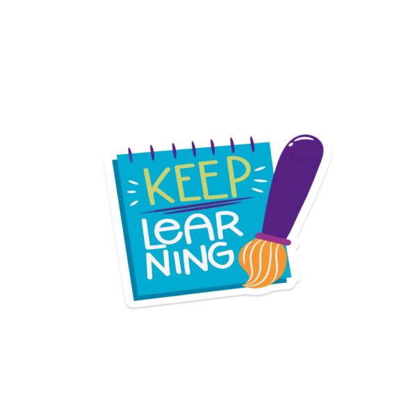 A "KEEP LEARNING" sticker.