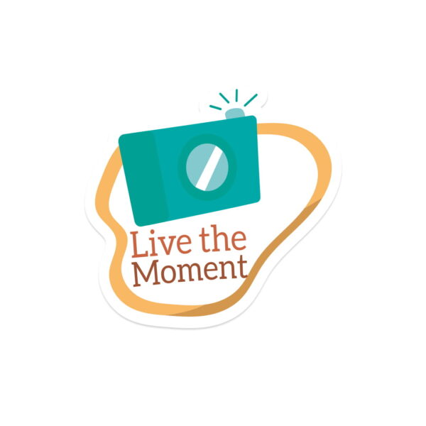 Brown "LIVE THE MOVEMENT" sticker on white background.
