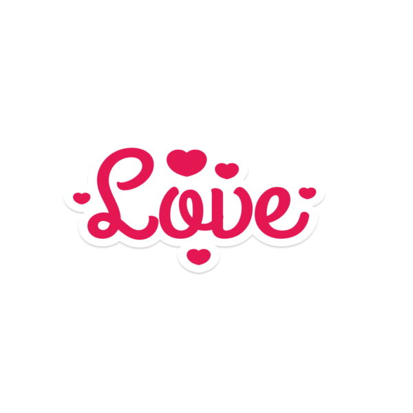 A sticker with the word "LOVE".