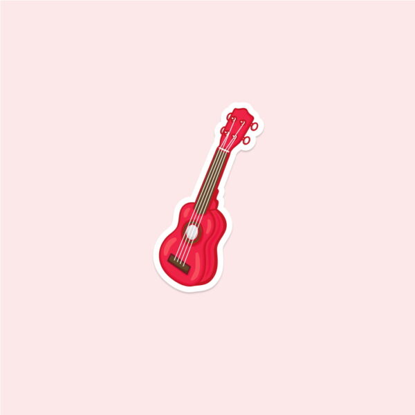 A sticker of a red guitar.