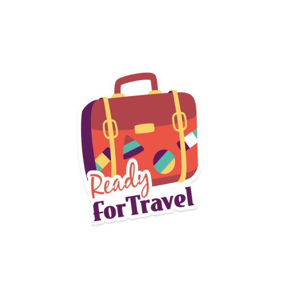 A colorful sticker with the words "READY FOR TRAVEL"