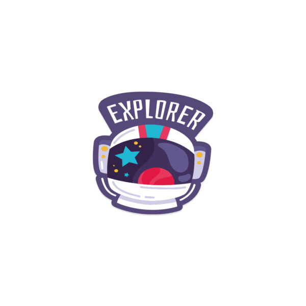A colorful "Explorer" sticker.