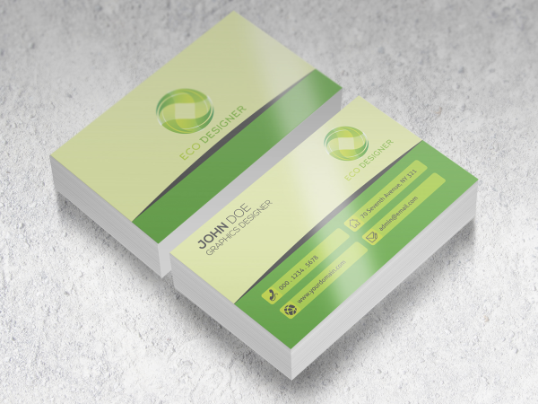 Light Green Glossy Business Cards